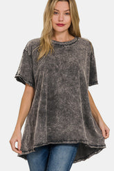 Zenana Women's Cotton Round Neck Dropped Shoulder Blouse - Comfortable & Stylish